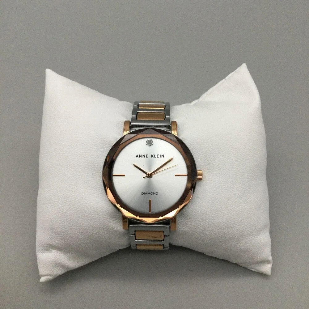 Anne Klein Womens Watch 32mm Two Tone Diamond Bracelet AK/3279 New Battery